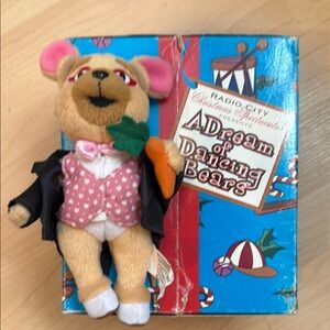 Radio City Dancing Bear.Plush Bear with Carrot and Tuxedo